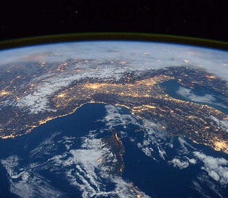 Image of the Earth passing by taken by ESA Astronaut Tim Peake from space