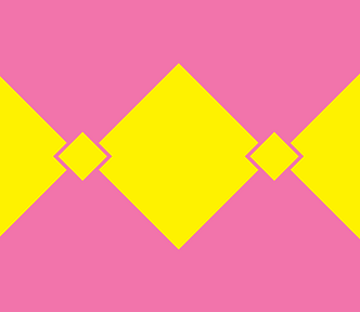 Imagem de três losangos amarelos formando diamantes, um “ligado” ao outro.
