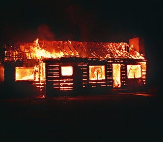 A burning house