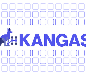 A purple Kangas logo of a Kangaroo surrounded by a series of squares in a grid-like fashion.