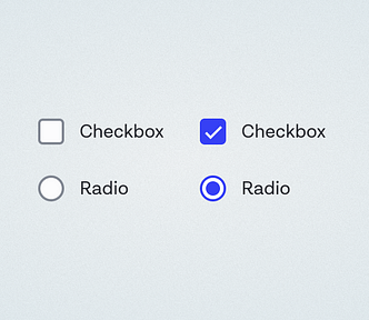 Checkbox and Radio components in unselected and selected states