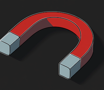 A magnet on a black background.