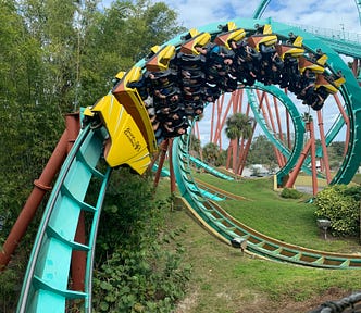 People on a rollercoaster