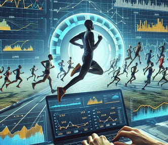 Image of runners being monitored by a data application