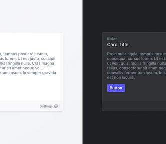 Card component in light and dark