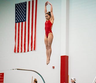 A gymnast performing an act.