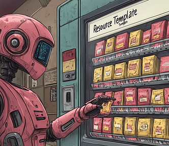 View of a robot picking a specific item (resource) from a vending machine