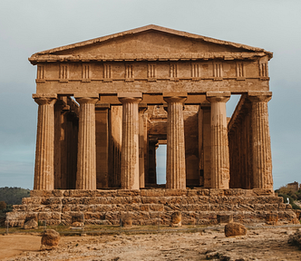 A temple in Italy with six front pillars