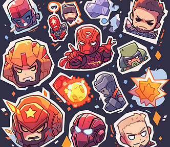 Marvel Sticker Pack created with Midjourney Niji Style