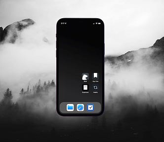 Image of an iPhone 12 Mini on a dark mountain background