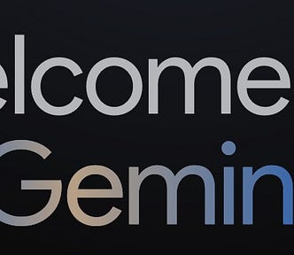 the image contains the words ‘Welcome to the Gemini era’ on the black background