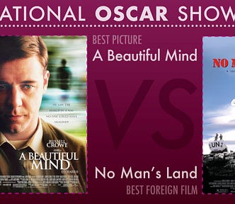 The 2002 International Oscar Showdown features A Beautiful Mind versus No Man’s Land