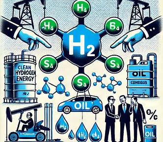 IMAGE: An illustration representing hydrogen’s role in clean energy and sustainability as a scam by big oil companies