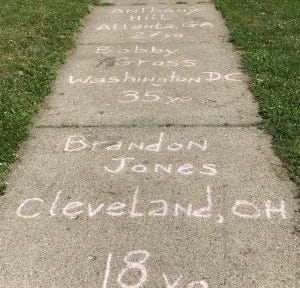 Picture of a walk showing names of unarmed Black people killed