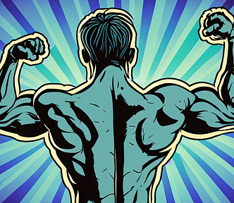 Digital illustration of a muscular man.