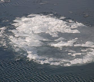 Broken ice in a lake
