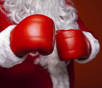 santa with boxing gloves