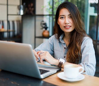 Smart girl working on computer
