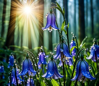 rain splattered blue bells