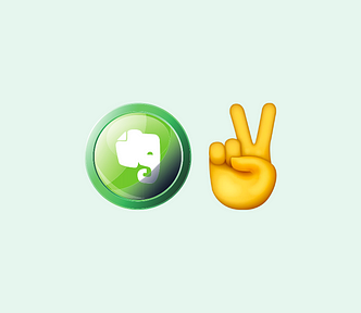 Evernote logo and victory emoji