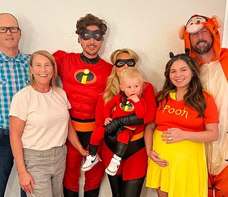 A recent family photo of my superhero family for Halloween