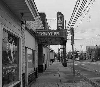 A small town movie theater.