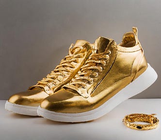Golden Sneakers and Bracelet by Author- AI Image Using Adobe Firefly -licensed- 2024