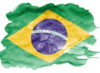 Foto de uma bandeira brasileira pintada em aquarela esmaecida