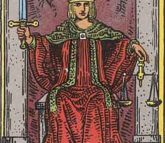 The Justice tarot card from Rider-Waite's deck