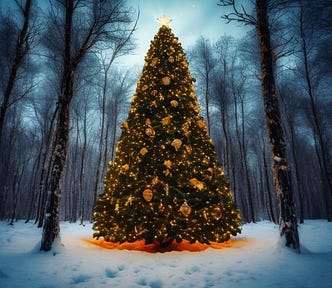 pretty Christmas tree in a forest