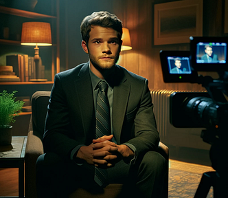 Ethan Jones nervously sitting in front of the camera