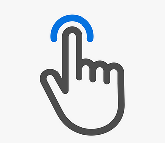Icon of a pointer with a blue emphasis on the index finger.