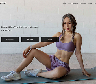 Chloe Ting poses on a yoga mat