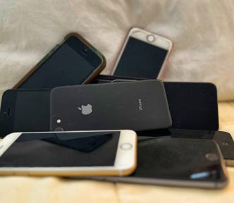 large pile of iPhones