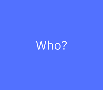 An image showing a question as “Who?” in a blue background.