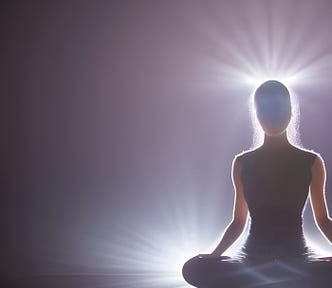 Someone radiating light through their meditative practice.