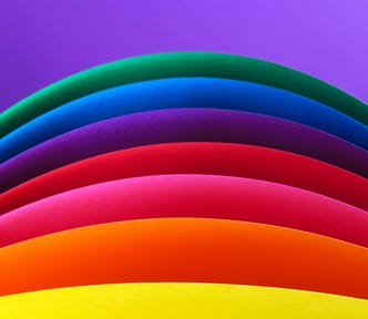 Colours curved and overlapping like a rainbow