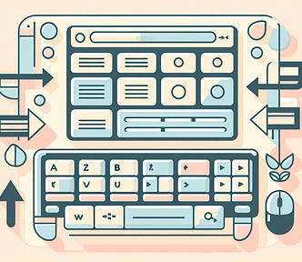 DALL-E 3 prompt: make minimalistic illustration of accessible website with keyboard navigation. Do not use any text