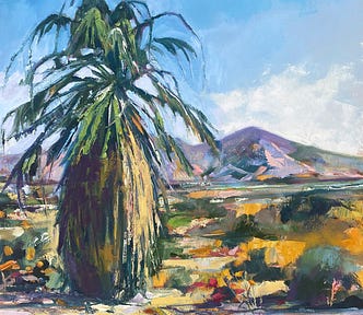 Painting of a desert palm by Anne Kullaf