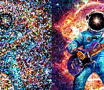 Astronaut Playing A Guitar In Space