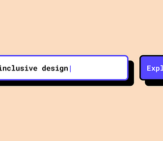 A search bar with an added search prompt for “inclusive design”