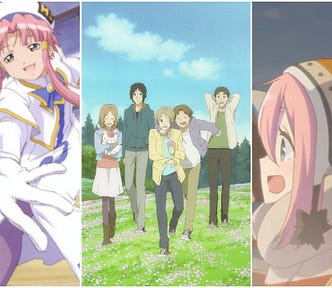 Screenshots and artwork from Aria The Animation, Natsume’s Book Of Friends, and Laid-Back Camp.