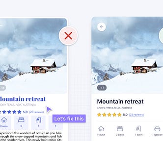 UI design tips before and after example