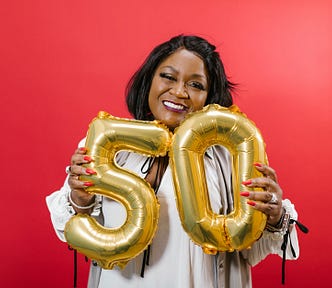 Woman celebrating her fifties