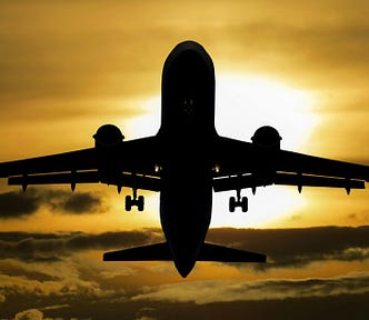 Plane during sunset