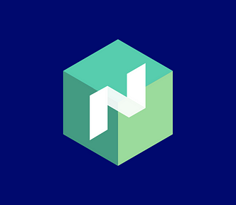 The nomad logo on a dark Tucows blue background