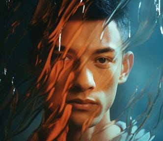 A guy looking through out a window in the rain