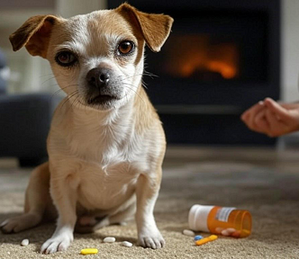 A stubborn dog who won’t take her medication.