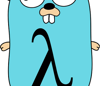 Golang Gopher with Lamda on their chest