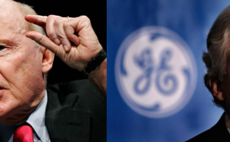 Picture of Jack Welch and Jeff Immelt, former CEOs of General Electric Corporation (better known as “GE”)